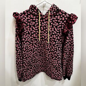 Sandy Liang Black and Pink Floral Hoodie